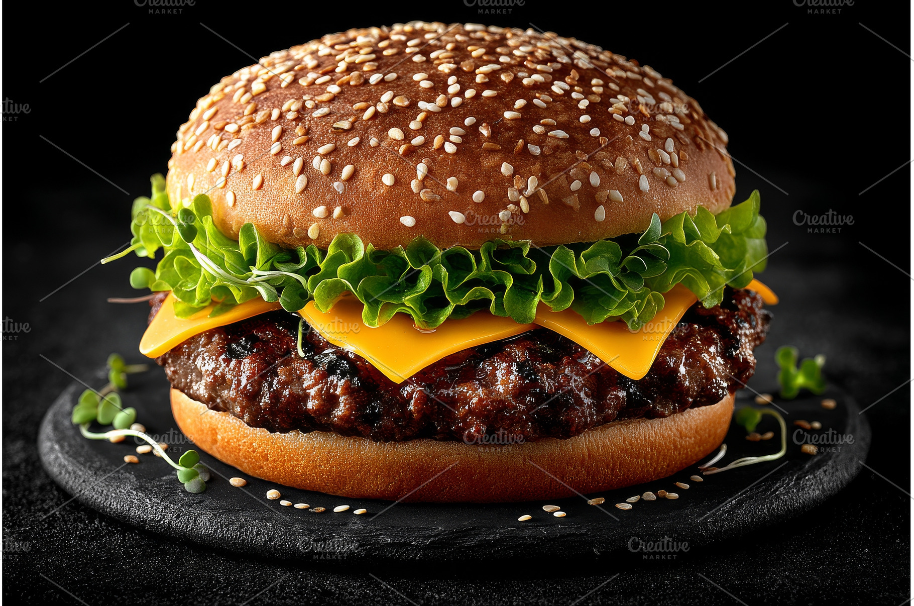 A homemade burger consisting of a, a Food & Drink Photo by ZinetroN