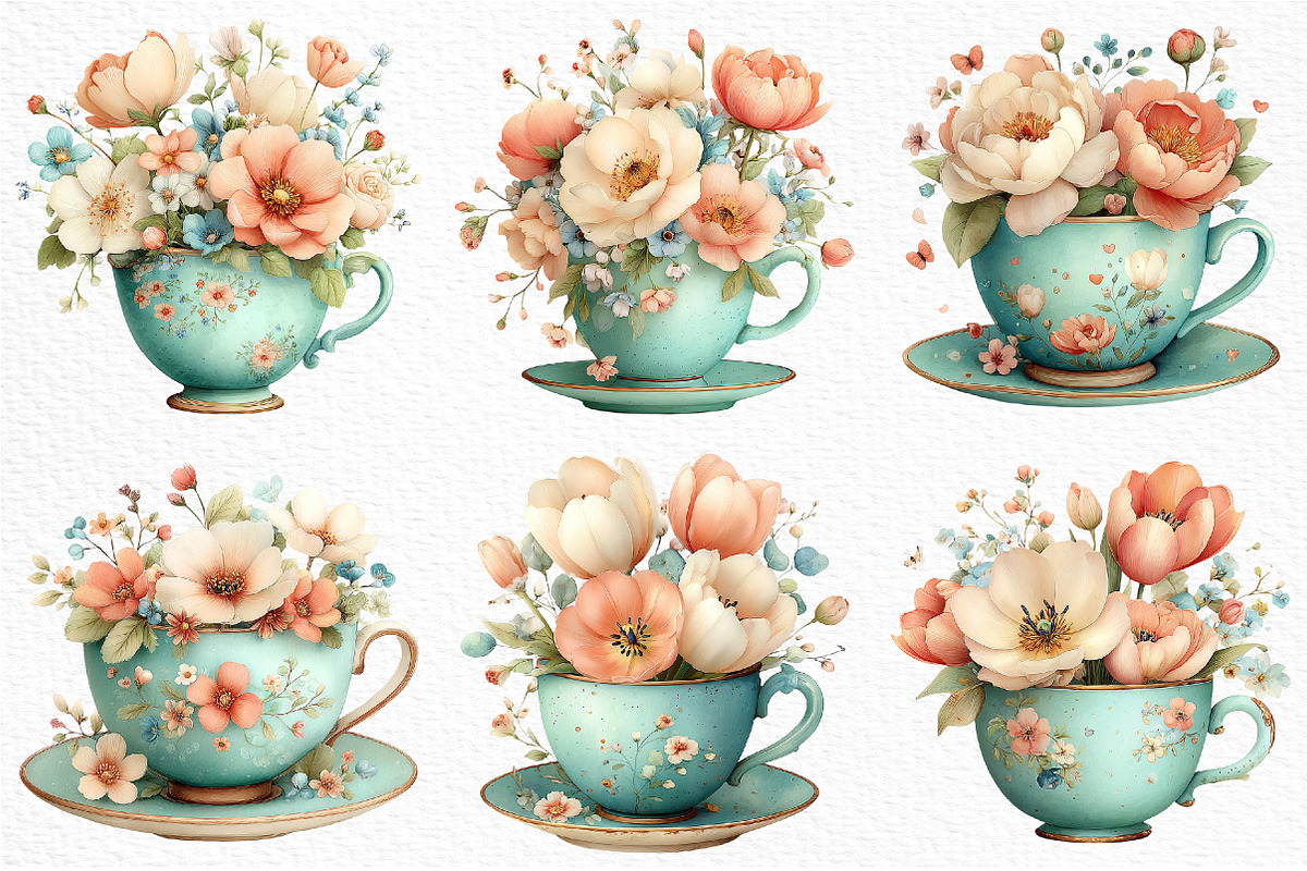 Mother’s Day Floral Teacup Clipart, an Illustration by Craft Nest (Photo 5 of 12)