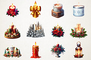 Christmas Candles Watercolor Art, an Illustration by RobertsArt (Thumbnail 3 of 7)