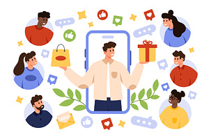 Influencer Engaging Followers on, a Technology Illustration by Flashvector