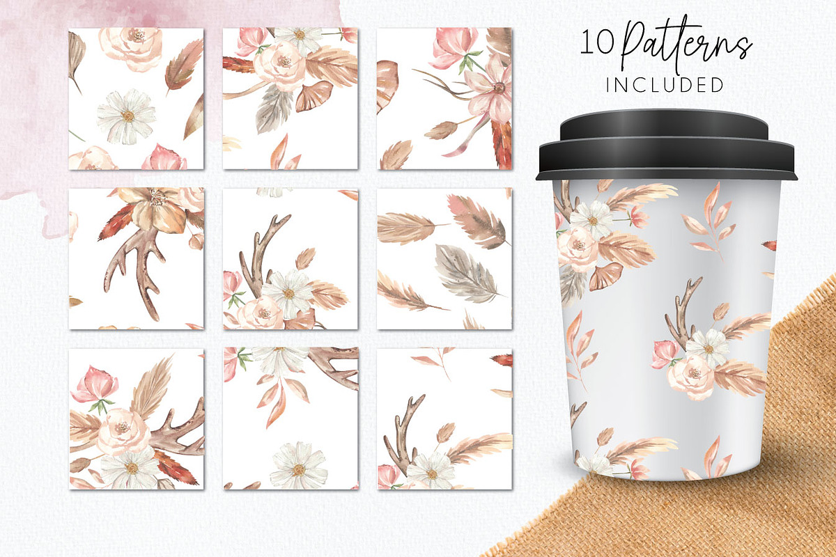 Watercolour Bohemian Florals Neutral, a Decorative Illustration by Bloomella (Photo 6 of 8)