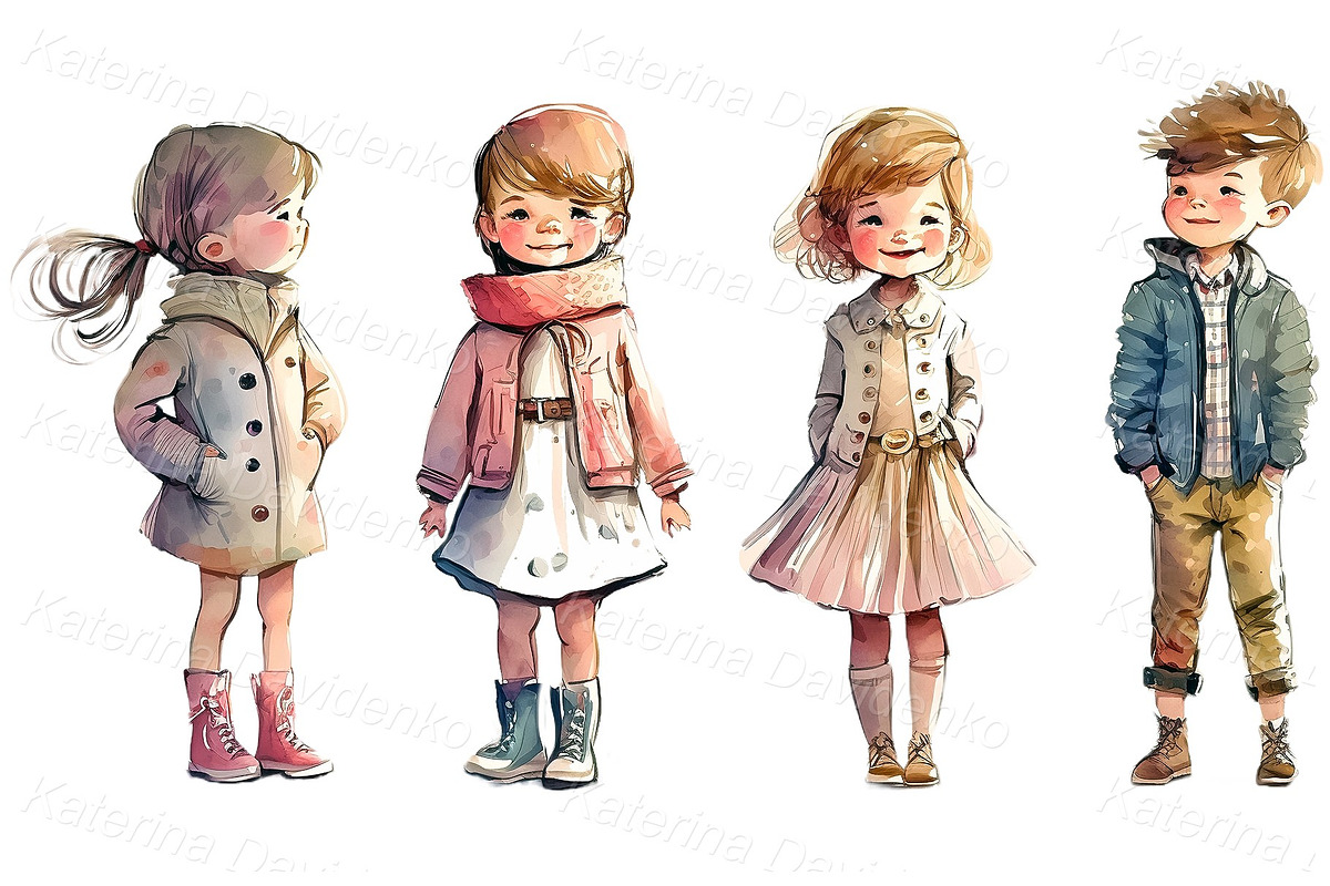 Stylish kids in casual clothes PNG, a Person Illustration by Bubert Art
