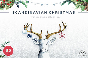 Watercolor Scandinavian Christmas