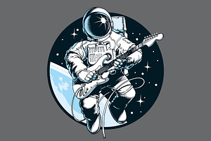 Astronaut playing electric guitar