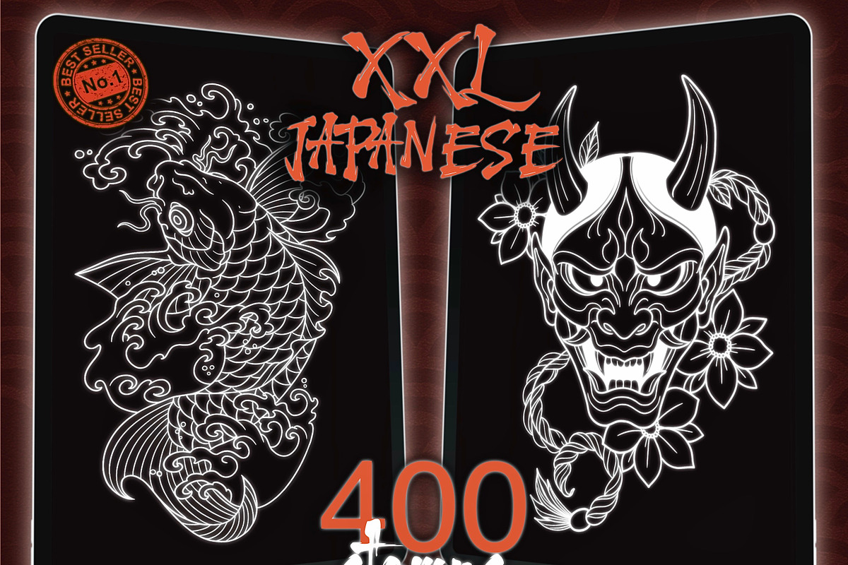 XXL Japanese Tattoo Procreate Bundle, a Brush Add-On by ProcreateInk (Photo 3 of 10)