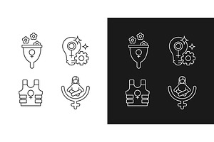 Modern Feminism Linear Icons Set