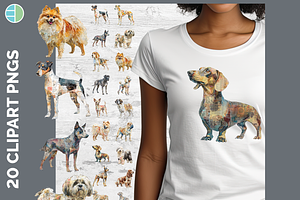 Mixed Media Dog Clipart Bundle PNG