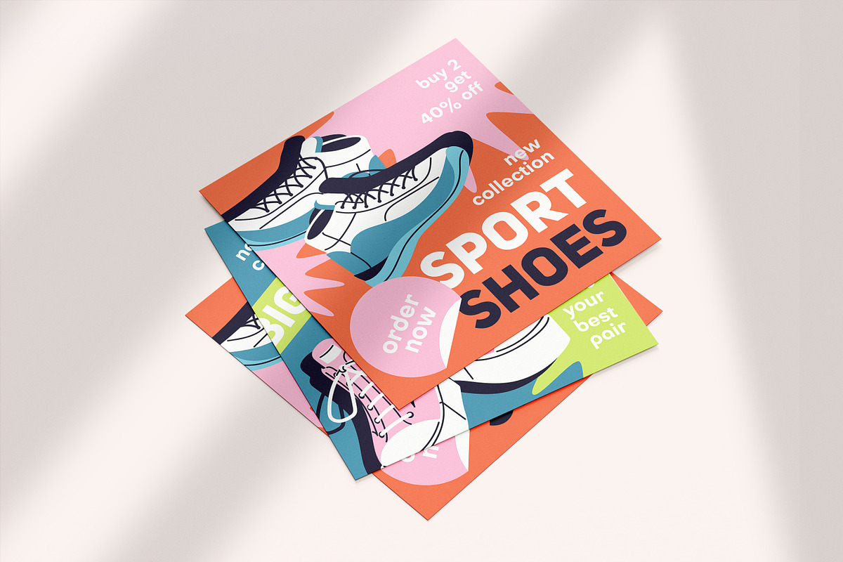 Modern sneakers set + ad templates, an Object Illustration by PaperTrident (Photo 13 of 16)