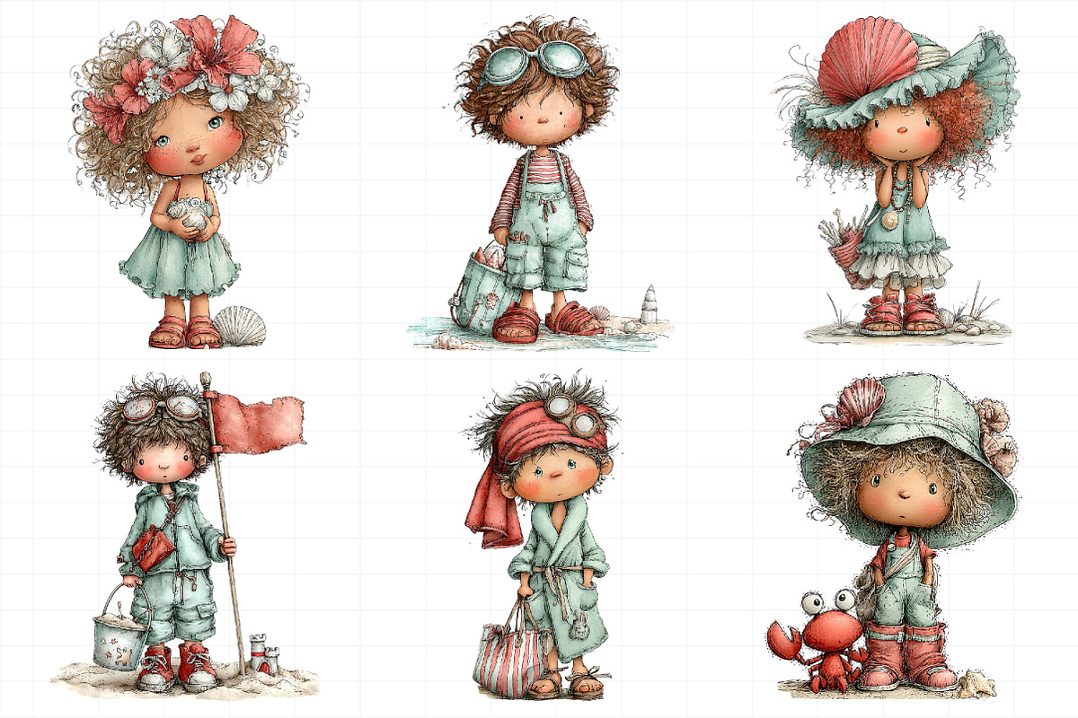 Whimsical Summer Beach Kids Clipart, an Illustration by Daily.Designs (Photo 4 of 7)