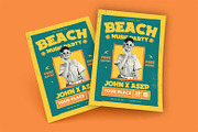 Green Retro Beach Music Party Flyer, a Flyer Template by megarez (Thumbnail 3 of 3)