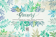 Watercolor Greenery, a Texture Illustration by Graphobia (Thumbnail 1 of 9)
