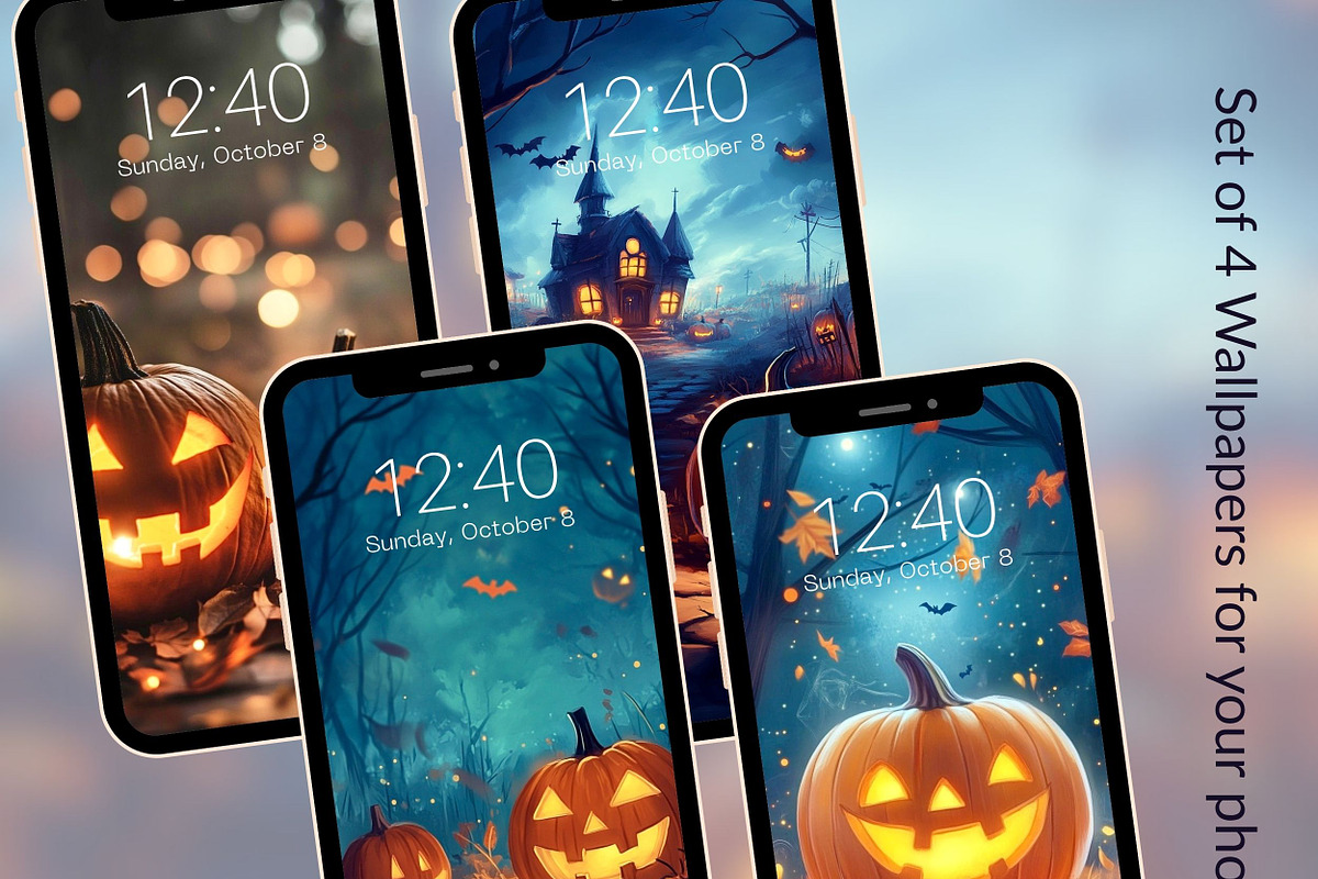 Halloween Pumpkin Phone Wallpapers, a Graphic by Kalindiprints (Photo 6 of 6)