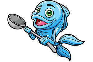 Fish Chef Cartoon Character, an Illustration by HitToon