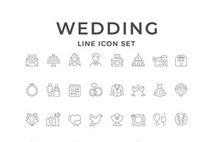 Set line icons of wedding, an Outline Icon by motorama