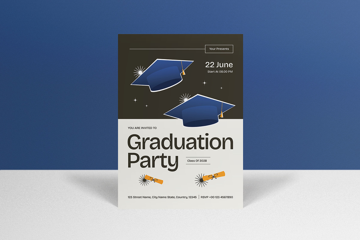 Green Graduation Party Invitation, an Invitation Template by graphicook (Photo 1 of 3)