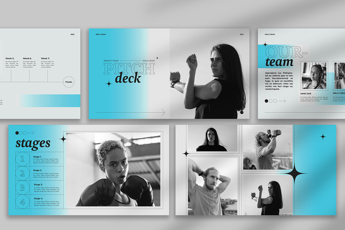 Blue Gradient Pitch Deck Template, a Templates & Theme by wavebreak