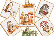 Autumn Owl Clipart Sublimation, an Illustration by Creative Art (Thumbnail 4 of 9)