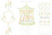 Carousel Horses Green Watercolor, an Illustration by LABFcreations (Thumbnail 2 of 4)