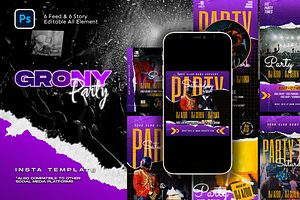 Grony Party Instagram Kit, a Social Media Template by Shinra Labs