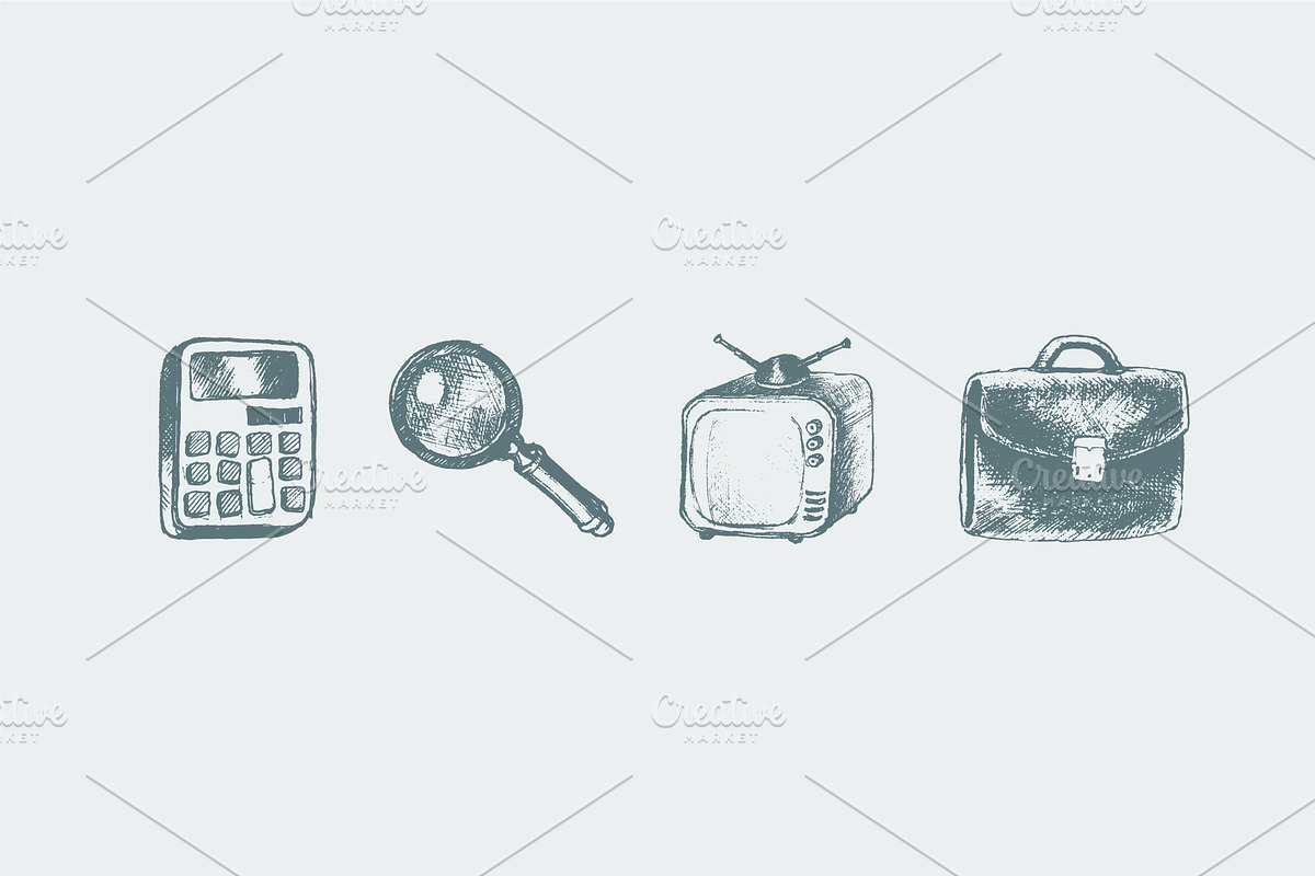 Set of sketchy network icons preview 4