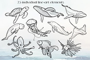 Sea Life. Line art and color, an Animal Illustration by DamriNa art (Thumbnail 2 of 10)