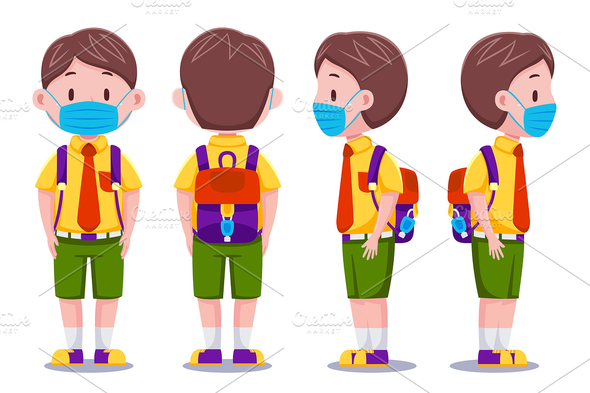 Cute Kids Boy Student Vector Pack, an Object Graphic by MEDZ (Photo 13 of 13)