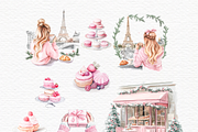 Watercolor pink girl winter Paris, a Person Illustration by Invite to Clipart (Thumbnail 2 of 12)