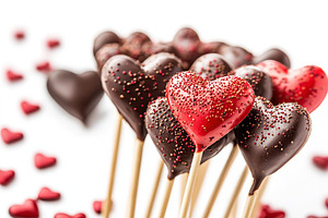 Chocolate hearts shaped on white background, a Food & Drink Photo by AlyaAnd