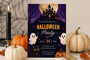 Cute Ghost Halloween Invitation, an Invitation Template by Arslan