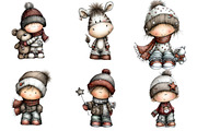 Whimsical Winter Kids Clipart Bundle, an Illustration by DreamArtGraphic (Thumbnail 5 of 5)