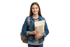 School Girl With Books and Bag, a School & Education Photo by CREATIVEDEF
