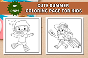 Cute Summer Coloring Page, a Seasonal Illustration by Salaly (Thumbnail 3 of 6)