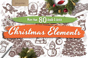 Hand Drawn Christmas Elements, a Decorative Illustration by alexrockheart (Thumbnail 1 of 9)