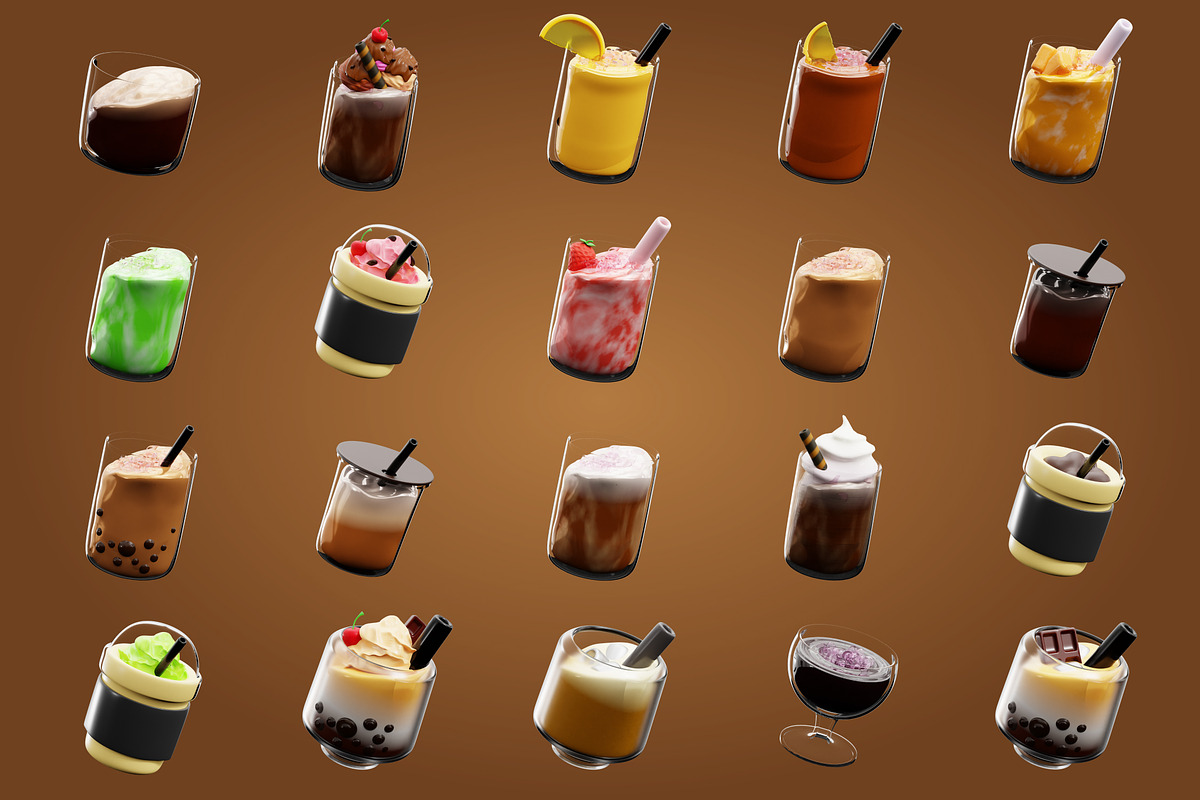 3D Drink Illustration, a Food & Drink 3D Model by SLAB! Design (Photo 4 of 4)
