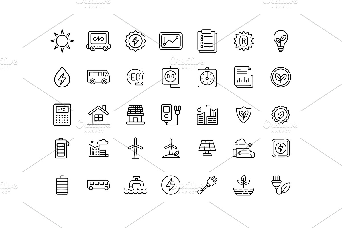 Energy & Sustainability Line Icons, an Outline Icon by gstudiovect21 (Photo 2 of 5)