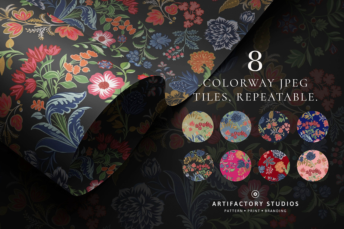 Vintage Floral Pattern & Elements, a Decorative Illustration by Artifactory Studios (Photo 3 of 6)