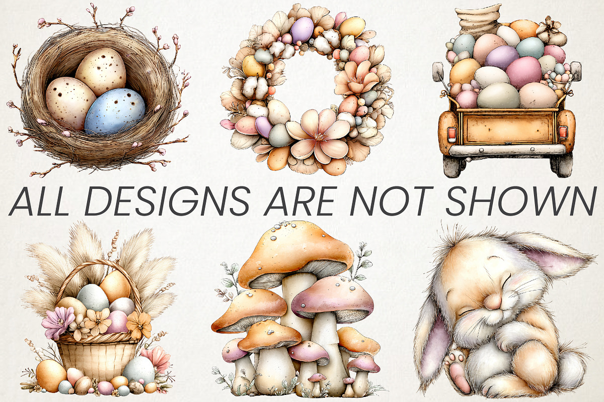 Boho Pastel Easter Clipart Bundle, an Illustration by RobertsArt (Photo 5 of 6)