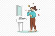 Morning Routine Brushing Teeth, a Healthcare Illustration by Partikusi Design (Thumbnail 3 of 3)