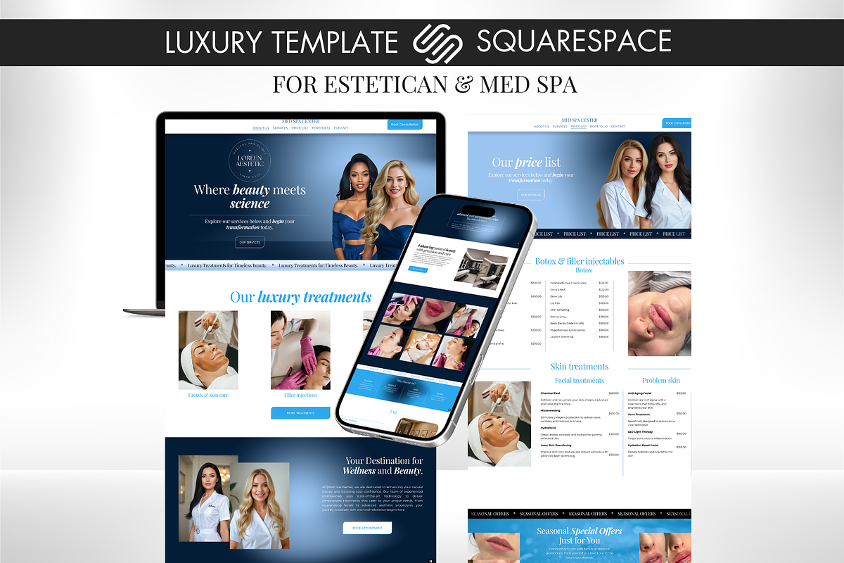 Medspa Website Squarespace Templates, a Squarespace Template by Design Pro Templates (Photo 2 of 7)