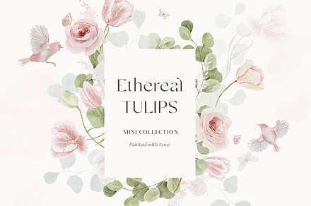 Watercolor pink blush tulips flowers, a Decorative Illustration by Grace Noboa Illustrations