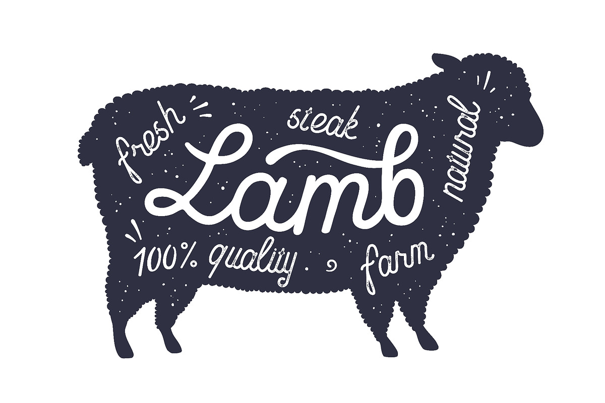 Sheep, lamb, lettering. Silhouette, a Food Illustration by Foxys Graphic (Photo 1 of 3)
