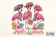 Rhinestone Hello Summer Flamingo PNG, an Illustration by Pixels.Craft (Thumbnail 1 of 8)