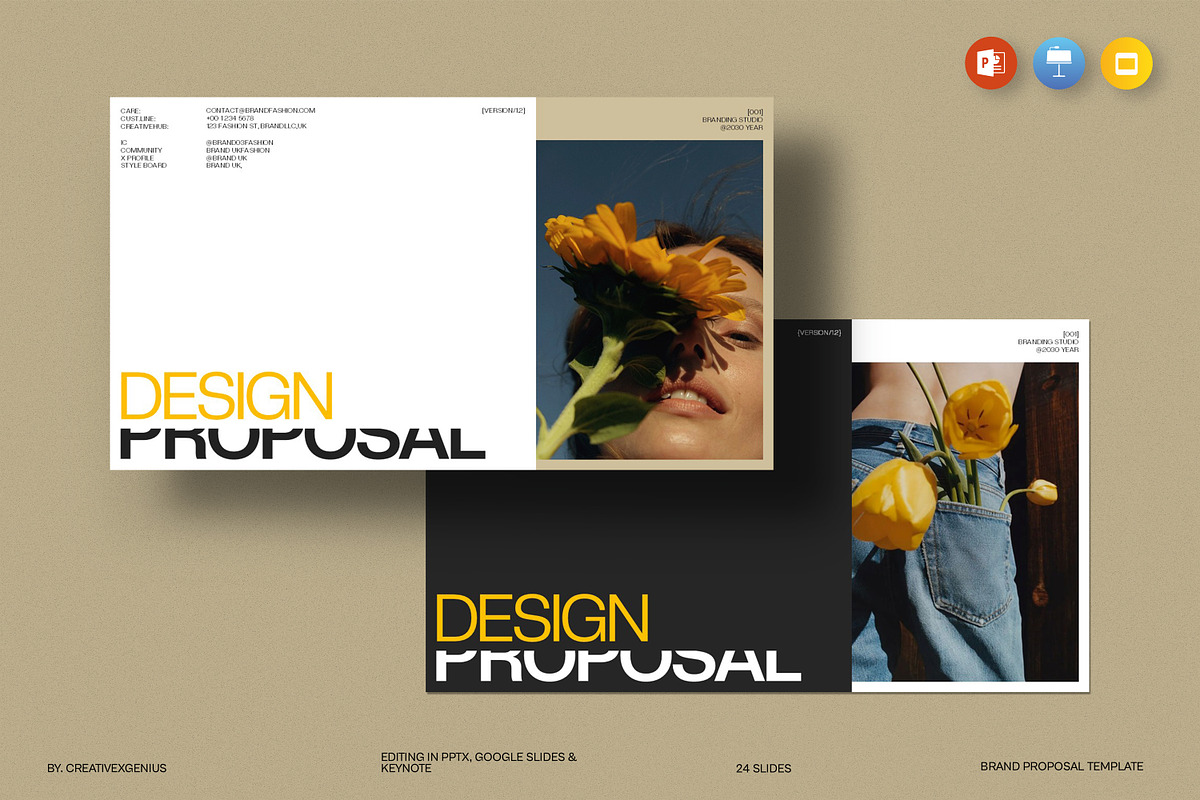Brand Proposal Presentation Template, a Presentation Template by CreativexGenius (Photo 1 of 9)