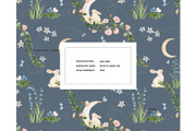 Moonlit Bunny Wildflower pattern, a Pattern Graphic by Milatoo (Thumbnail 4 of 4)