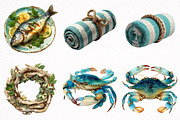 Watercolor Beach Vibes Clipart, an Illustration by DreamArtGraphic (Thumbnail 5 of 8)