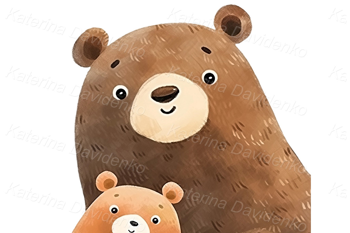 Watercolor cartoon bear families PNG, an Animal Illustration by Bubert Art
