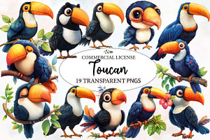 Toucan Watercolor Clipart, an Illustration by Designworld