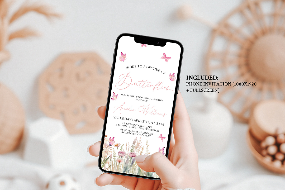 Digital Butterfly  Phone Invite, an Invitation Template by Digital_Mind (Photo 2 of 6)