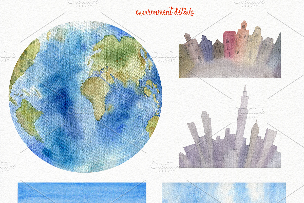 Wanderlust watercolor design toolkit, a Transportation Illustration by Elegantia (Photo 4 of 6)