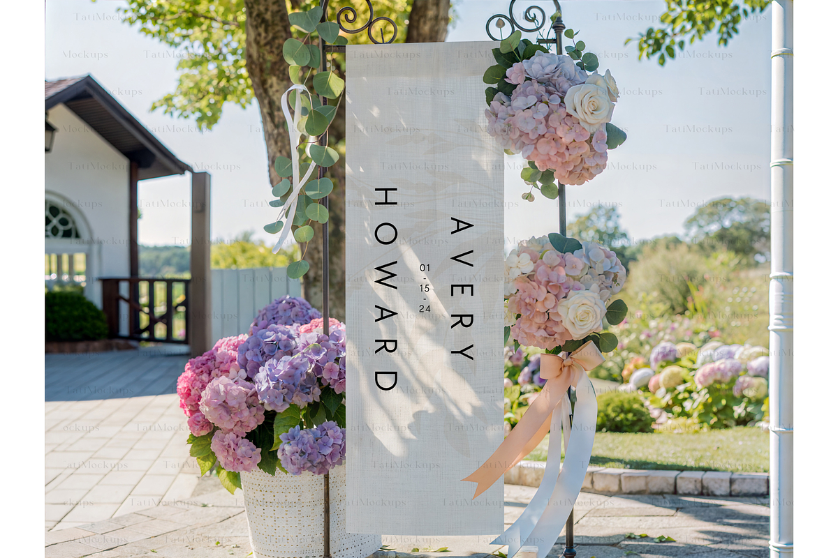 Vertical Fabric Welcome Sign Mockup, a Product Mockup by TatiMockup (Photo 4 of 4)